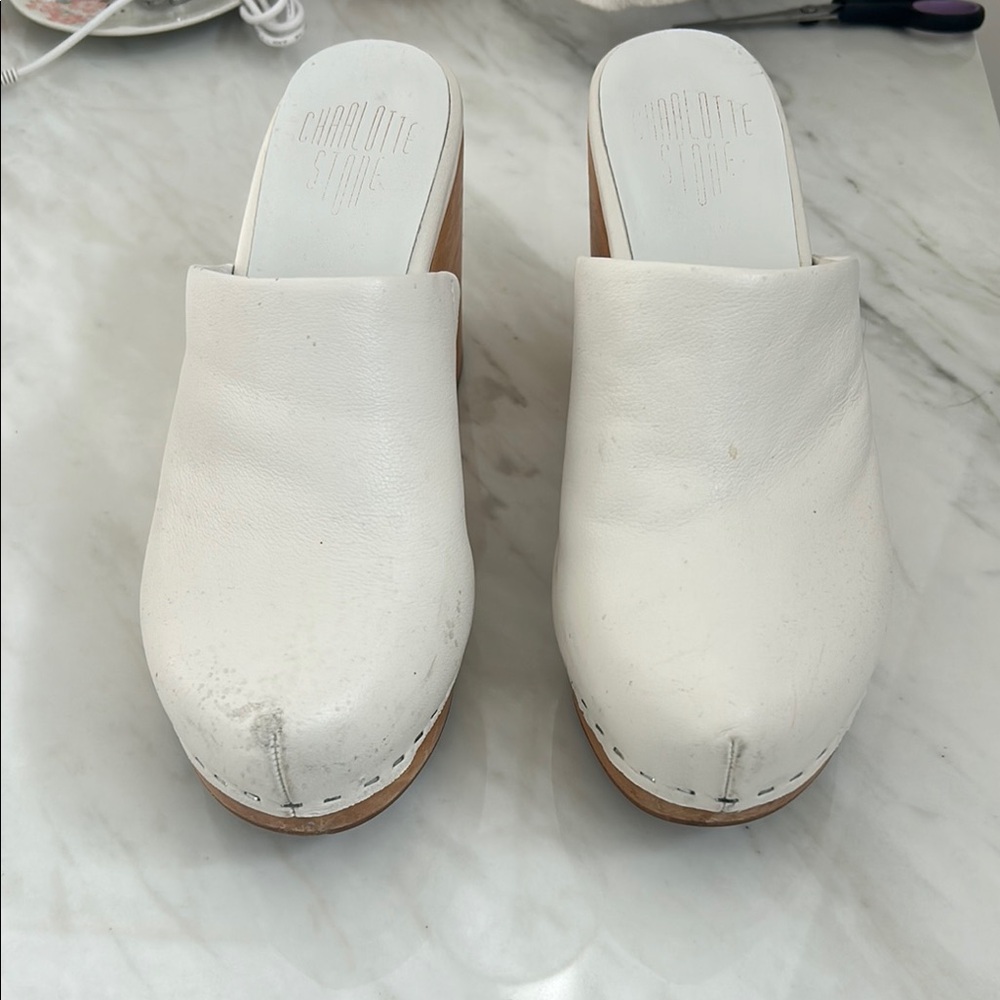 Charlotte Stone White Mules with Clean Design